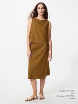 Linen Blend Midi Skirt
