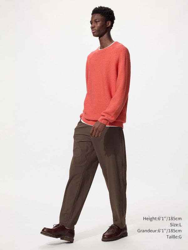 WASHABLE 3D KNIT CREW NECK SWEATER