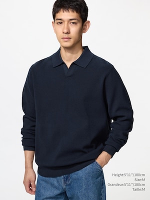 Washable Milano Ribbed Skipper Polo Sweater