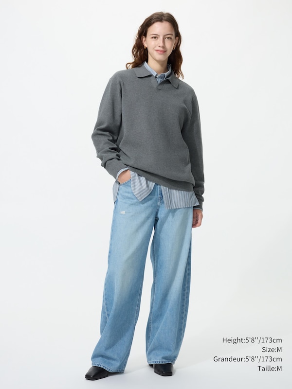 Washable Milano Ribbed Skipper Polo Sweater