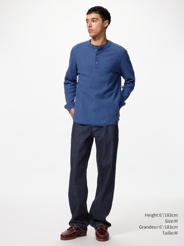 T-SHIRT GAUFRÉ COL HENLEY