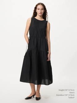 LINEN BLEND TIERED DRESS | SLEEVELESS