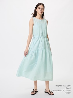 LINEN BLEND TIERED DRESS | SLEEVELESS