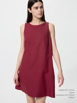 LINEN BLEND MINI DRESS | SLEEVELESS