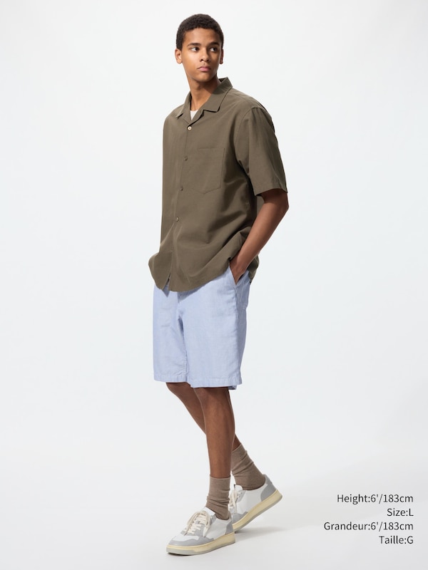 SHORT EN MÉLANGE LIN