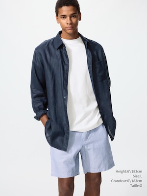 Linen Blend Shorts | Striped 6.5"