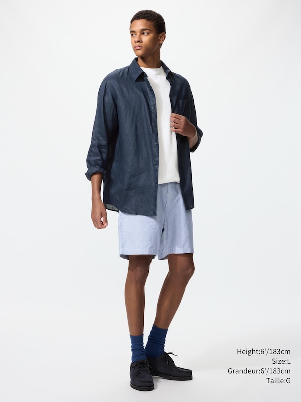 LINEN BLEND SHORTS | STRIPED 6.5"