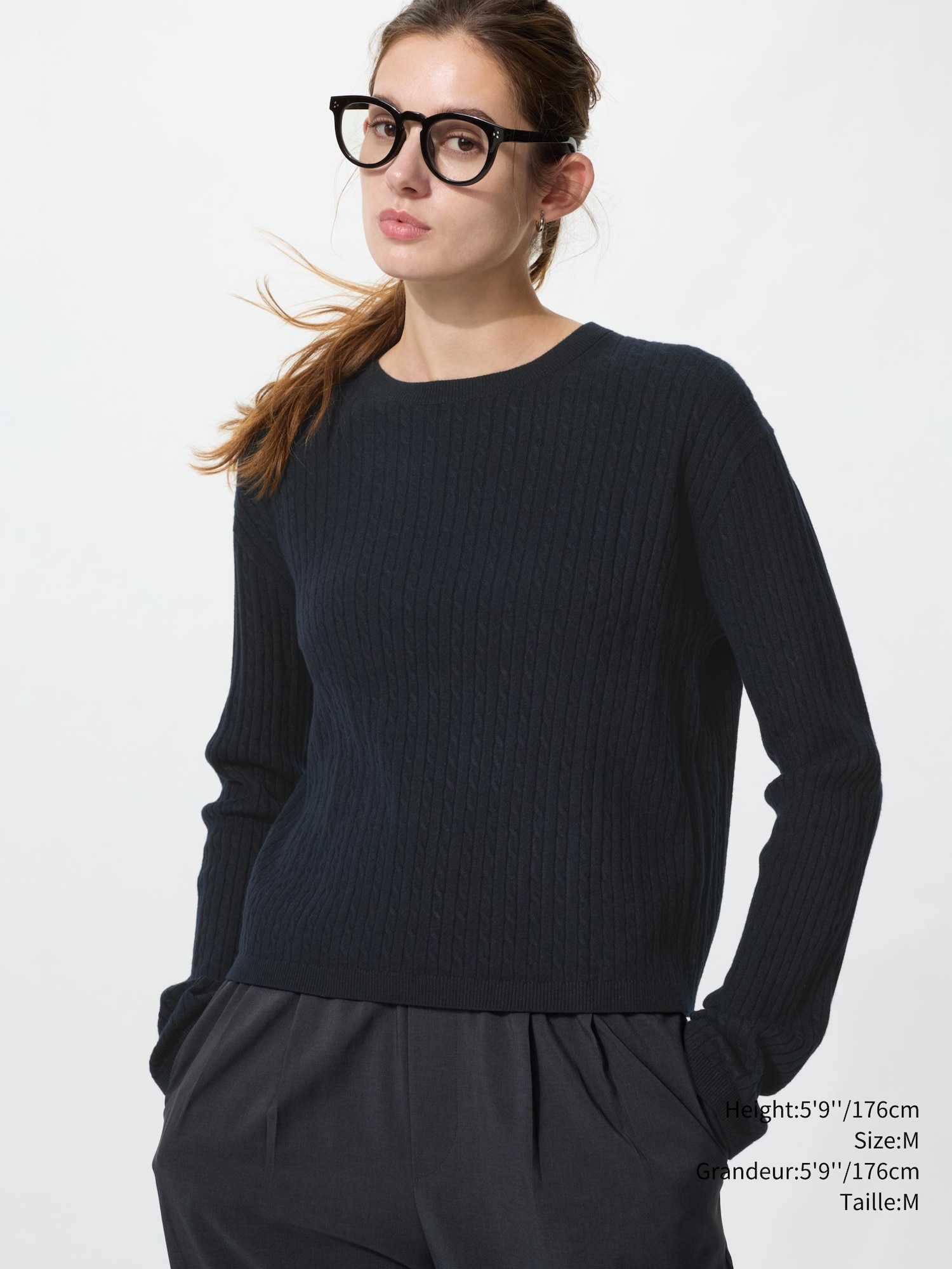 Women's Mini Cable Crew Neck Sweater | UNIQLO CA