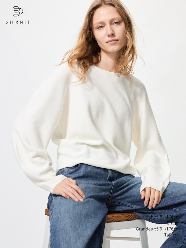 3D KNIT COTTON VOLUME SLEEVE SWEATER