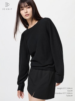 3D KNIT COTTON VOLUME SLEEVE SWEATER