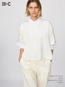 SATIN OVERSIZED SHORT BLOUSE | HALF SLEEVE