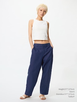PANTALON FUSELÉ EN COTON-LIN