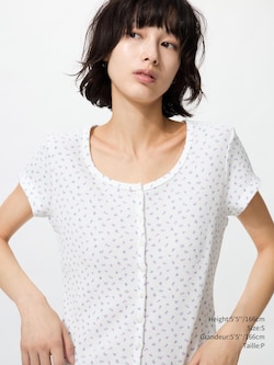 MINI T-SHIRT GAUFRÉ À BOUTONNAGE