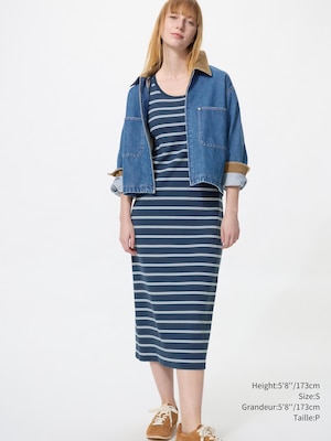 ROBE CÔTELÉE RAYÉE À SOUTIEN-GORGE SANS MANCHES