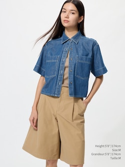 DENIM BOXY SHIRT HALF SLEEVE