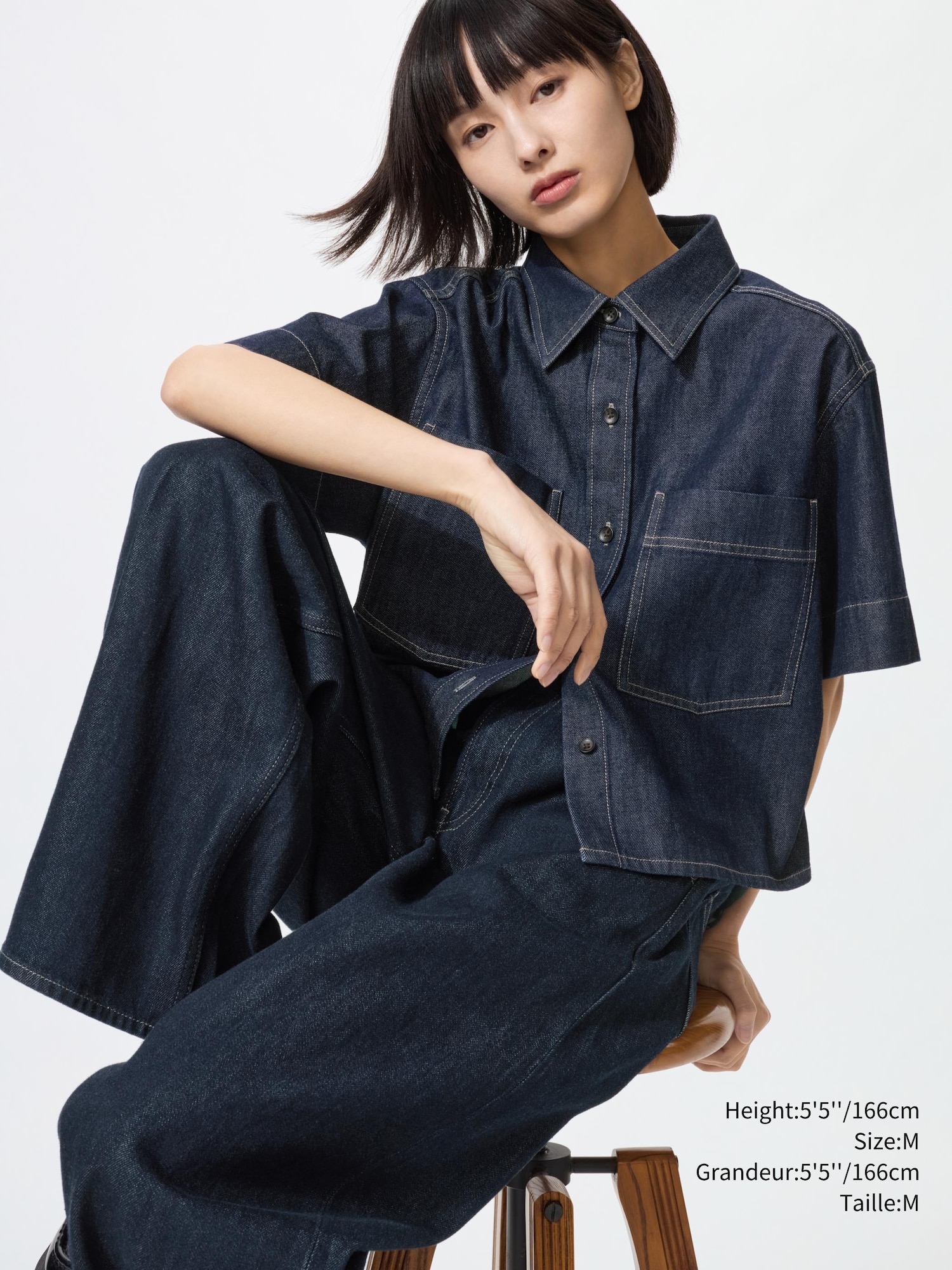 Unisex Denim Boxy Shirt | Half Sleeve | UNIQLO CA