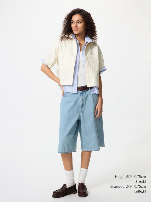 DENIM BOXY SHIRT HALF SLEEVE