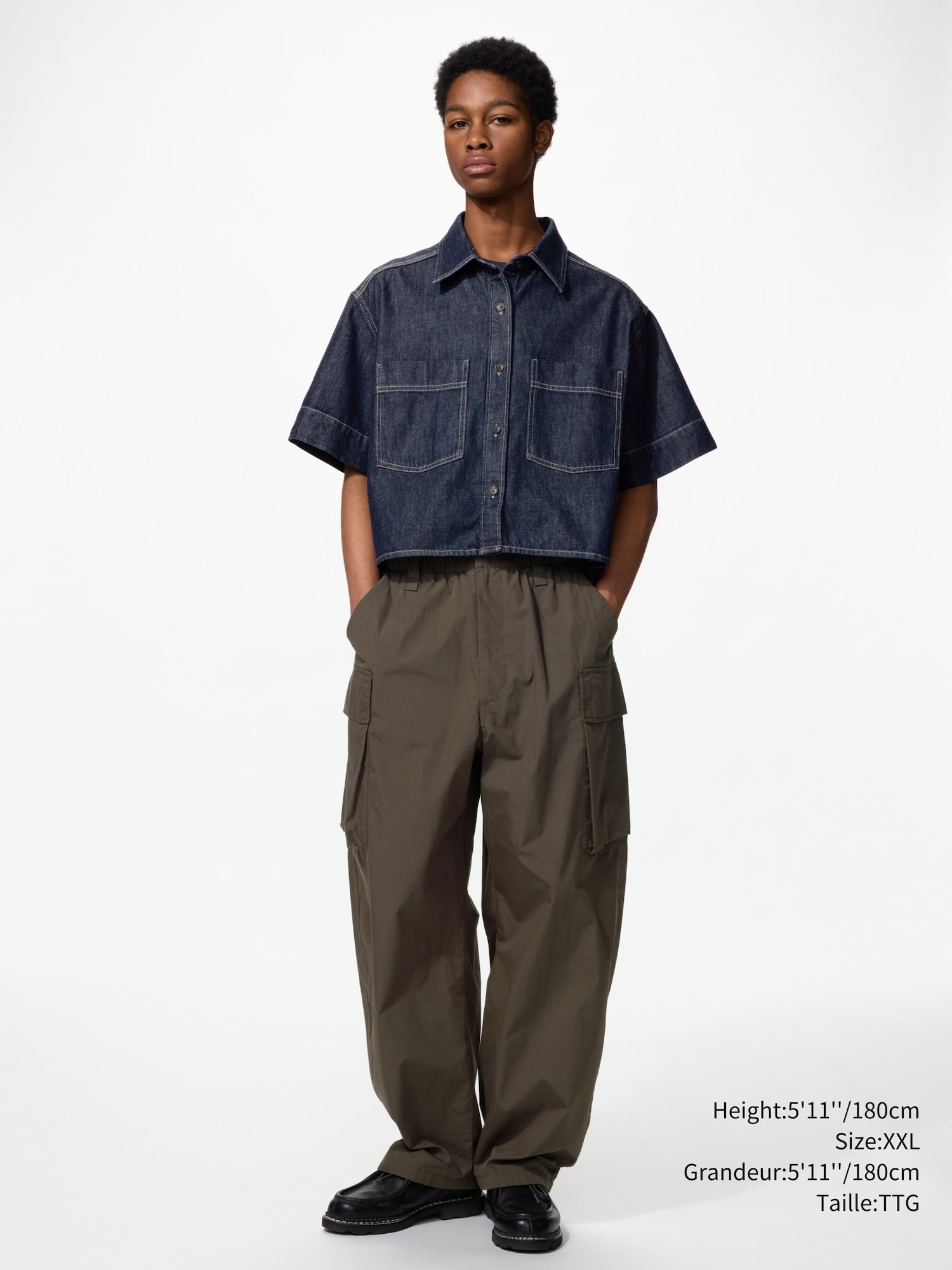 Unisex Denim Boxy Shirt | Half Sleeve | UNIQLO CA