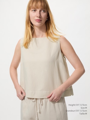 Linen Blend Blouse | Sleeveless