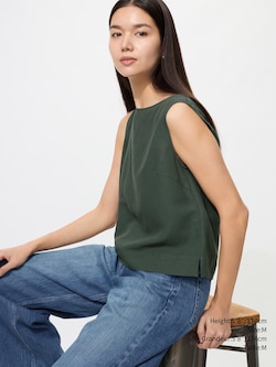 Linen Blend Blouse | Sleeveless