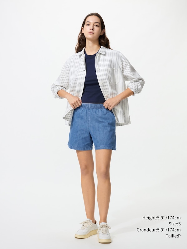 COTTON EASY SHORTS DENIM