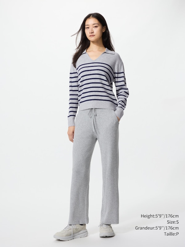 WASHABLE KNIT RIBBED POLO SWEATER