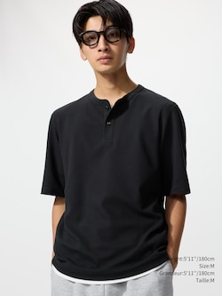 T-SHIRT SEC GAUFRÉ COL HENLEY