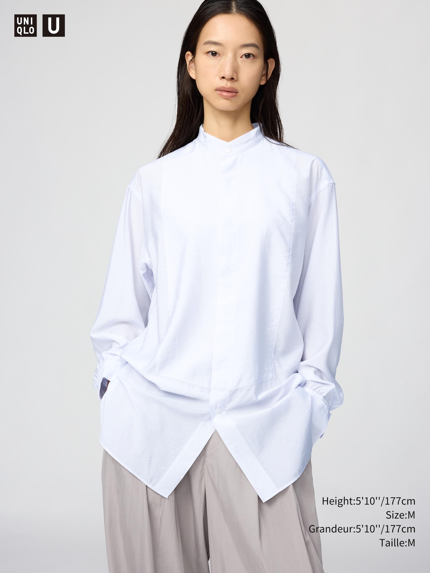 Women's Stand Collar Shirt | Long Sleeve | UNIQLO CA