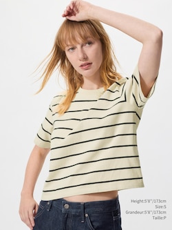 Washed Cotton Boxy T-Shirt | Striped