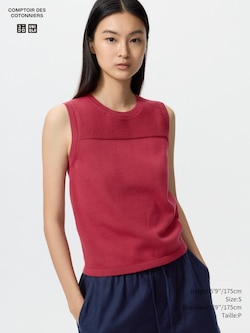 COTTON CREW NECK SWEATER | SLEEVELESS