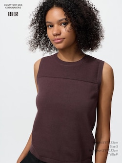 Cotton Crew Neck Sweater | Sleeveless