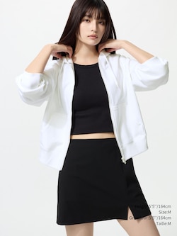 CHANDAIL CAPUCHE EN COTON OUATÉ ZIP INTÉGRAL