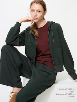 CHANDAIL CAPUCHE EN COTON OUATÉ ZIP INTÉGRAL