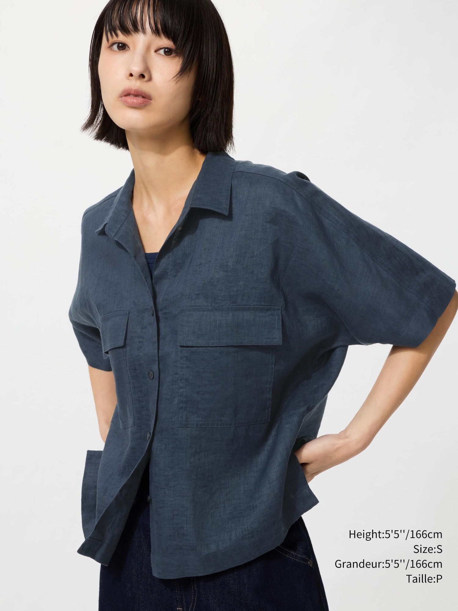 Women's Premium Linen Skipper Boxy Shirt | Short Sleeve | UNIQLO CA