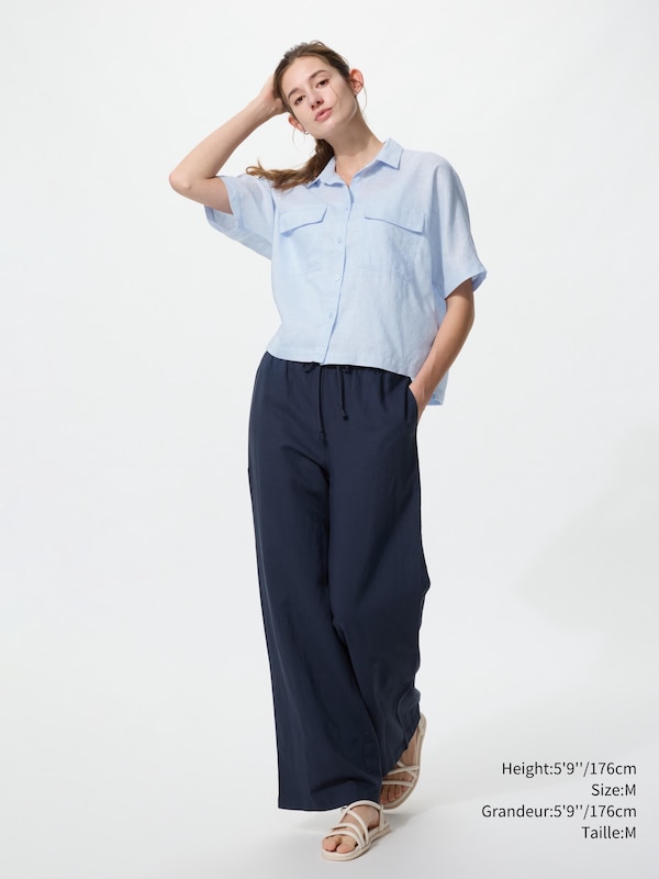 CHEMISE DROITE EN LIN DE QUALITÉ SUPÉRIEUR COL ITALIEN