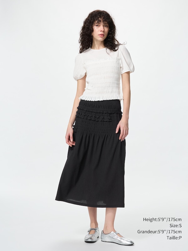 FEMME T-SHIRT FRONCÉ MANCHES BALLON