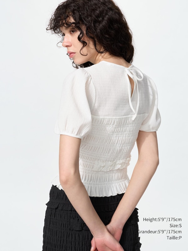 FEMME T-SHIRT FRONCÉ MANCHES BALLON