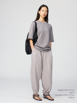 AIRism COTTON OVERSIZED CREW NECK HALF SLEEVE T-SHIRT | STRIPED