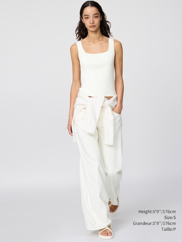 CHANDAIL MAILLE 3D CÔTELÉE COL CARRÉ | SANS MANCHES