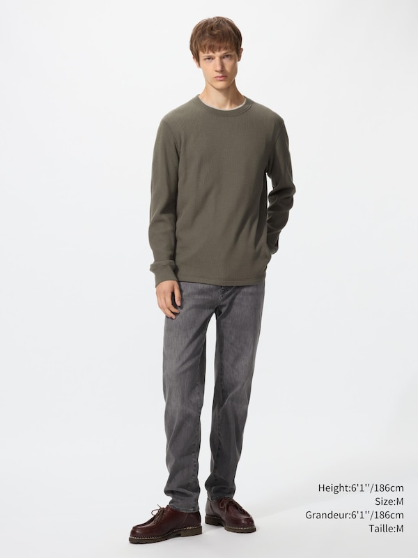 T-SHIRT GAUFRÉ COL ROND MANCHES LONGUES