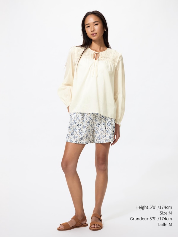 BLOUSE FRONCÉE EN COTON LÉGER