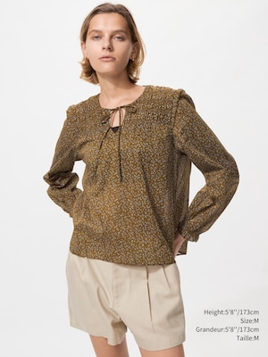Light Cotton Shirring Blouse | Print