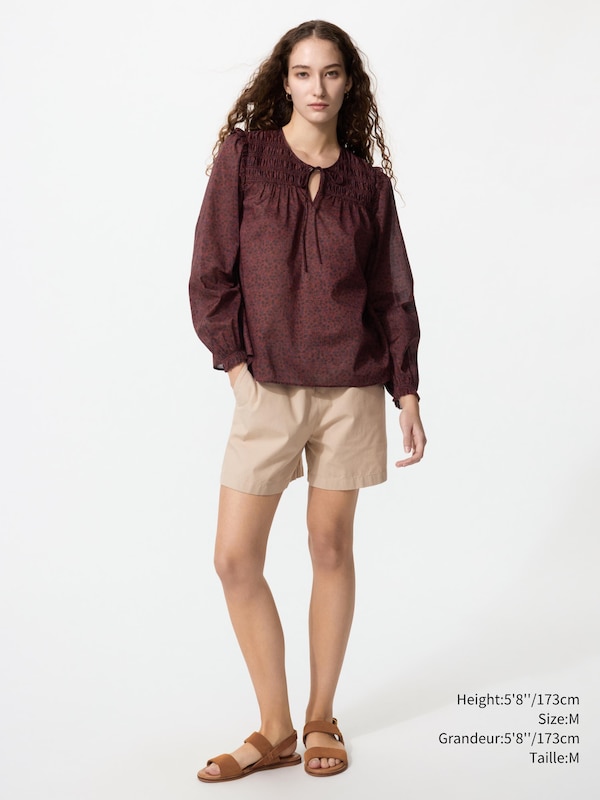 LIGHT COTTON SHIRRING BLOUSE