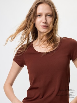 AIRism COTTON SCOOP NECK BRA T-SHIRT