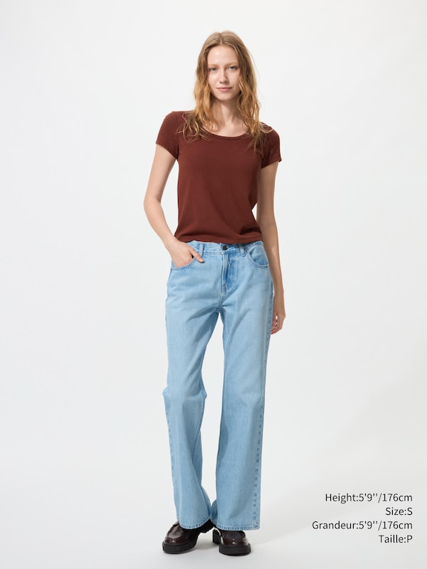 T-SHIRT EN COTON AIRism À SOUTIEN-GORGE COL DÉGAGÉ