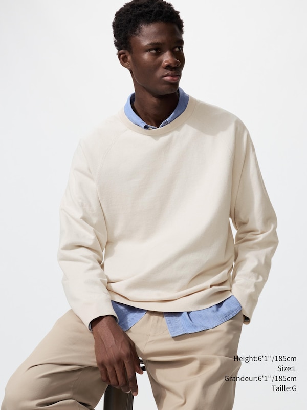 WASHABLE COTTON BLEND CREW NECK SWEATER