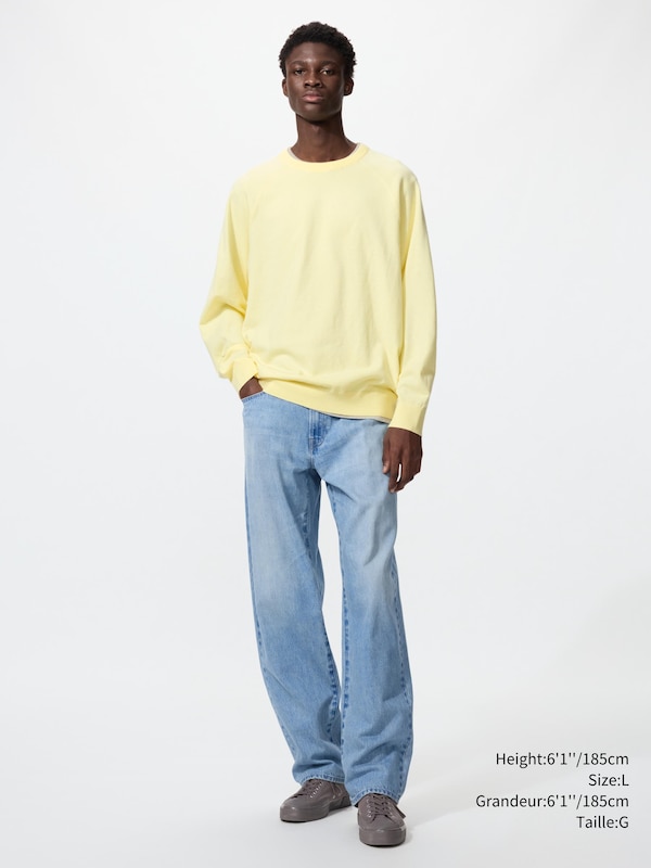 WASHABLE COTTON BLEND CREW NECK SWEATER