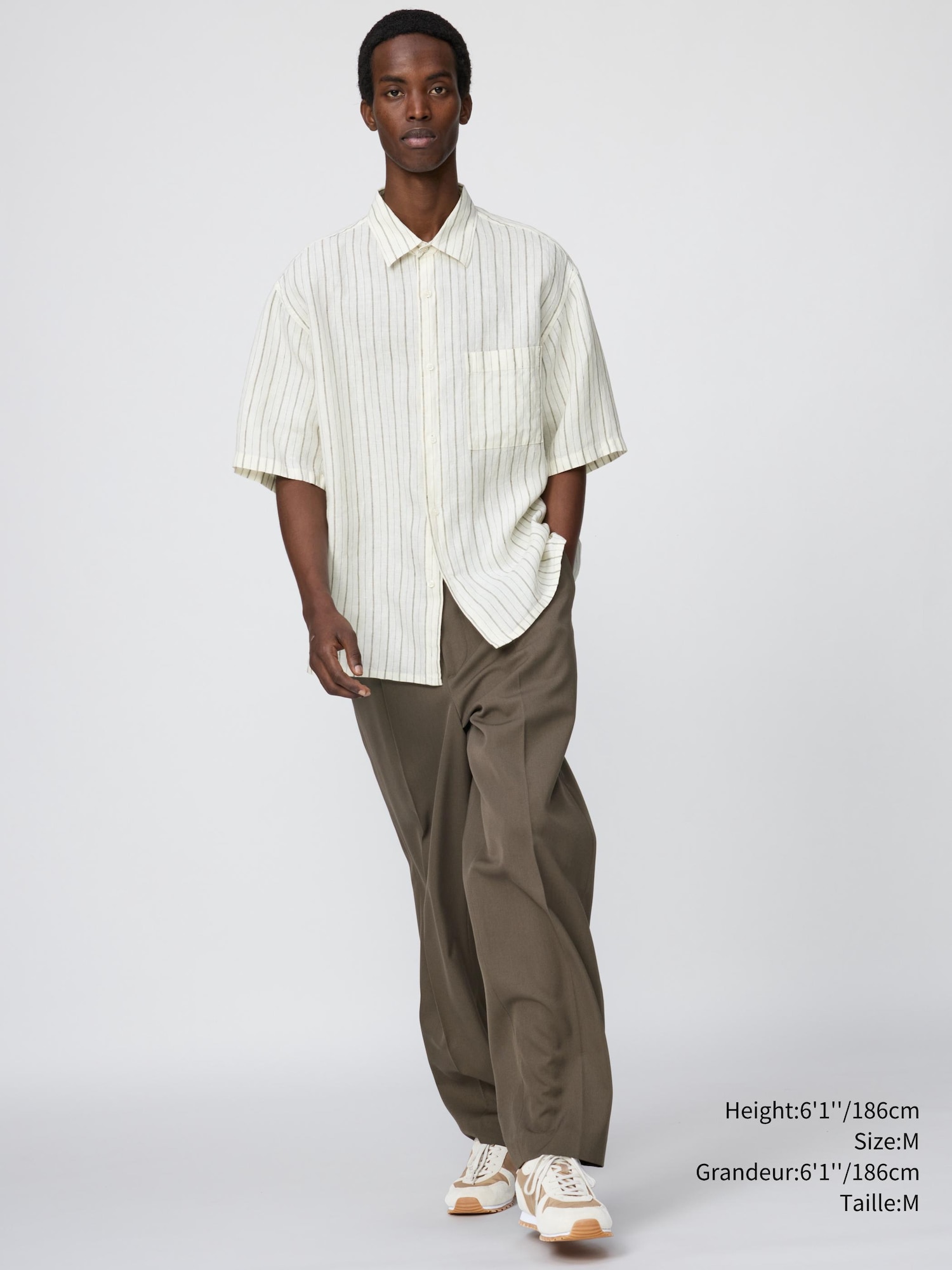 Men's Premium Linen Oversized Shirt | Striped | UNIQLO CA