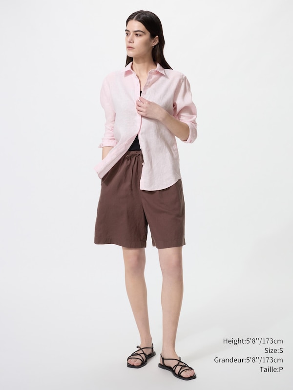 SHORT À ENFILER EN MÉLANGE LIN