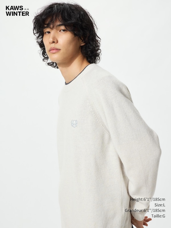 Unisex KAWS WINTER LAMBSWOOL CREW NECK SWEATER UNIQLO CA